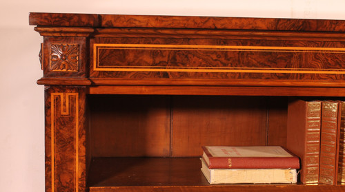 Open Bookcase In Burl Walnut Circa 1820