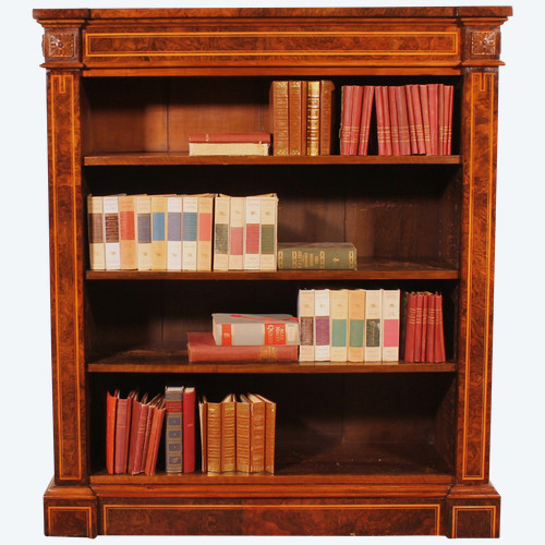 Open Bookcase In Burl Walnut Circa 1820