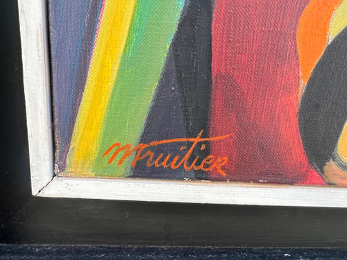 tableau cubiste par Maurice FRUITIER circa 1960 élève de LHOTE et Fernand LEGER NU huile sur toile