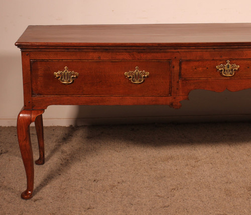 Large Oak Console Or Dresser Base With Three Drawers - 18th Century