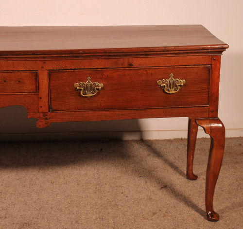 Large Oak Console Or Dresser Base With Three Drawers - 18th Century