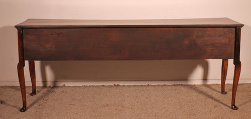 Large Oak Console Or Dresser Base With Three Drawers - 18th Century