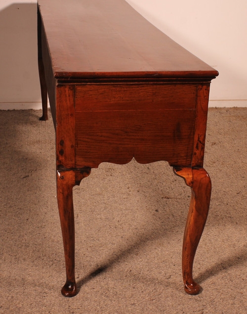 Large Oak Console Or Dresser Base With Three Drawers - 18th Century