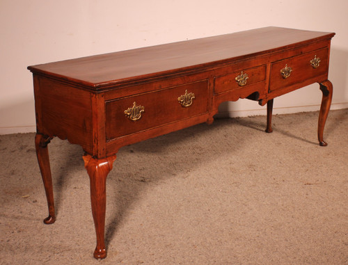 Large Oak Console Or Dresser Base With Three Drawers - 18th Century