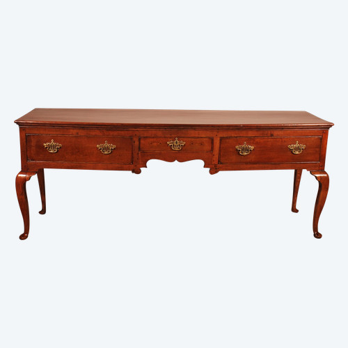 Large Oak Console Or Dresser Base With Three Drawers - 18th Century