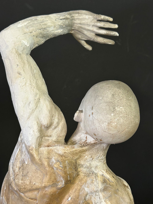 Jacques - Eugène Caudron ( 1818-1865) D'après - Sculpture écorché En Plâtre Cabinet Curiosité