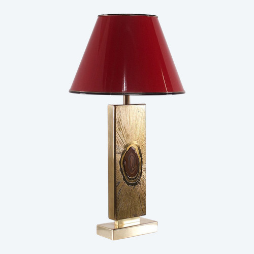 Lampada in ottone e agata di Georges Mathias per De Gandt.
