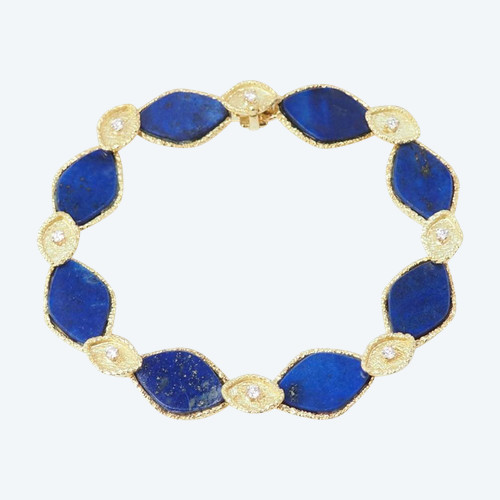 Bracelet en or jaune, Lapis Lazuli et diamants 