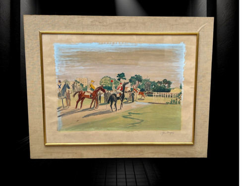 LARGE COLOR LITHOGRAPH SIGNED YVES BRAYER ( 1907-1990 ) HORSE SHOW