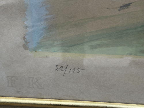 LARGE COLOR LITHOGRAPH SIGNED YVES BRAYER ( 1907-1990 ) HORSE SHOW