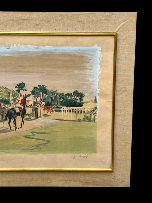 LARGE COLOR LITHOGRAPH SIGNED YVES BRAYER ( 1907-1990 ) HORSE SHOW