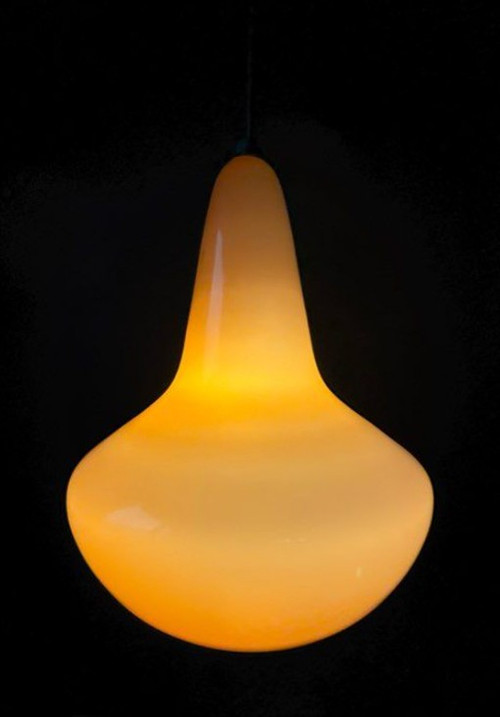 Suspension en opaline orange des années 1960