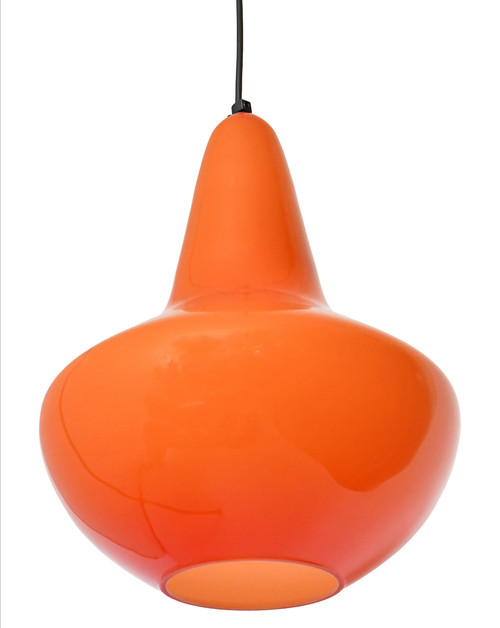 Suspension en opaline orange des années 1960