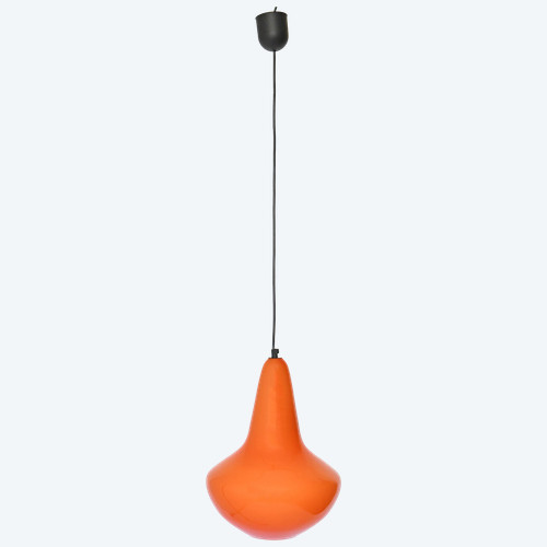 Suspension en opaline orange des années 1960