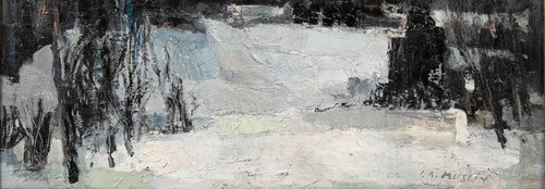 Paysage de neige, huile sur toile, Joseph Muslin 