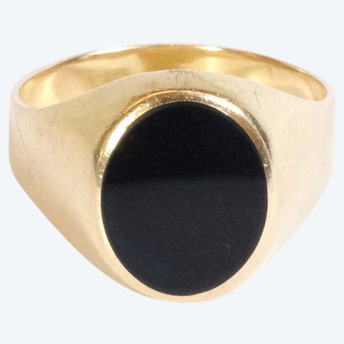 Anello uomo in onice in oro 18 carati, anello vintage, anello con sigillo, gioielleria vintage, onice pietra nera