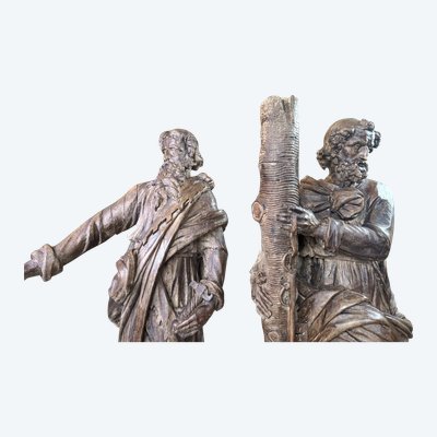 Important Pair Of Saint Peter And Saint Paul Sculptures - 17th century