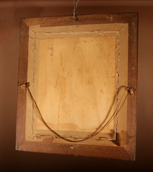 Original framed mirror in oak and gesso in the rococo style.