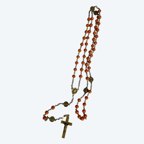 Rosario in argento e corallo, XIX secolo.