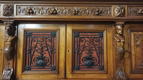 Renaissance walnut double buffet