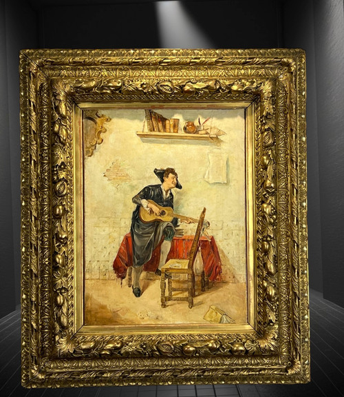 19th CENTURY PAINTING BY "LUIS JIMENEZ ARANDA 1845 / 1928" WITH SUPERB GILDED FRAME