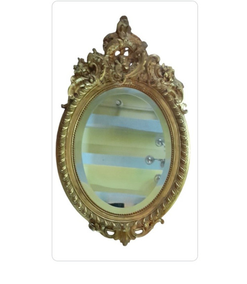 Miroir ovale bois doré 