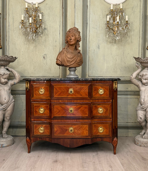 Lapie Nicolas Alexandre, Commode En Marqueterie d'Epoque Transition Estampillée, Vers 1760