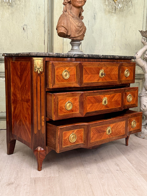 Lapie Nicolas Alexandre, Commode En Marqueterie d'Epoque Transition Estampillée, Vers 1760