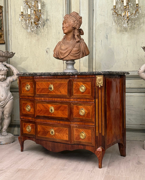Lapie Nicolas Alexandre, Commode En Marqueterie d'Epoque Transition Estampillée, Vers 1760