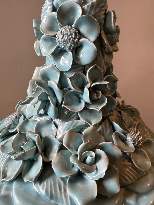 Importante e bella lampada in ceramica Art Nouveau