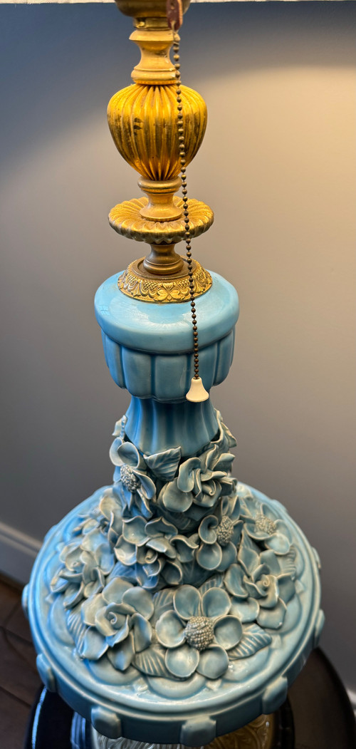 Importante e bella lampada in ceramica Art Nouveau