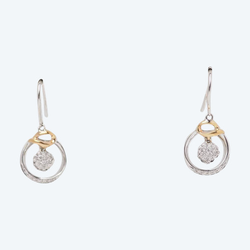 Boucles d'oreilles en or rose et blanc, diamants