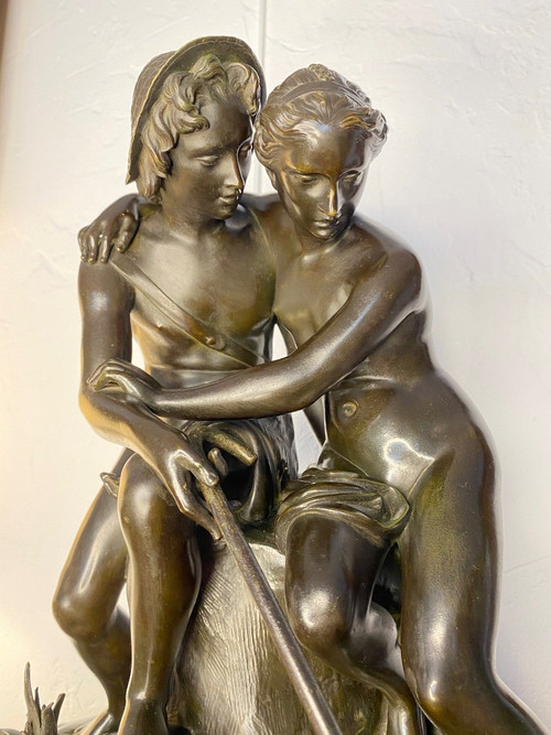 Scultura in bronzo - Daphnis Et Chloé - P.j.r Gayrard - Francia - XIX sec.