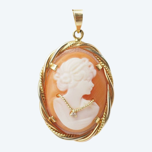 Pendentif camée en jaune et brillant