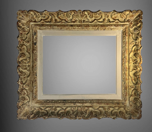 CADRE MONTPARNASSE EN BOIS SCULPTÉ DES ANNÉES 30 POUR PEINTURE 41 CM X 33 CM