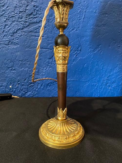 Lamp - Bronze - Mascarons - Ravrio (DLG) - France - XIX th C