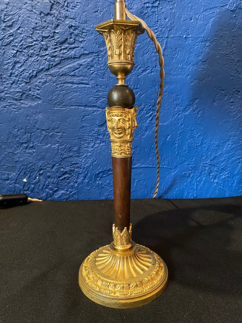 Lamp - Bronze - Mascarons - Ravrio (DLG) - France - XIX th C