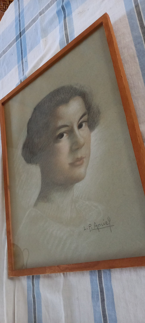 Porträt einer Frau in Pastell/ P.Amiel/ XX.