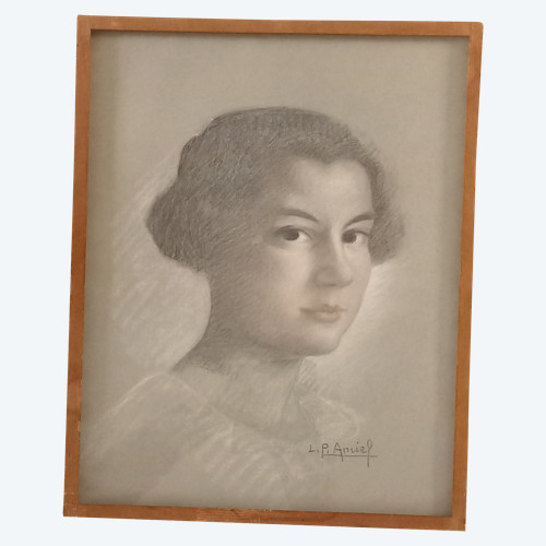 Porträt einer Frau in Pastell/ P.Amiel/ XX.