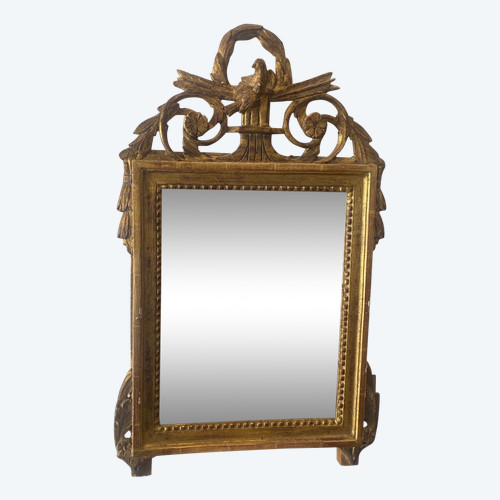 Pediment mirror - Gilded wood - Regency period - France - 18th century