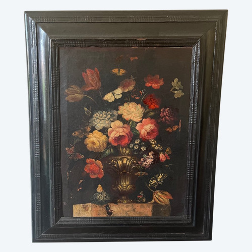 Huile Sur Toile - Nature Morte/ Bouquet De Fleurs - XVII ème