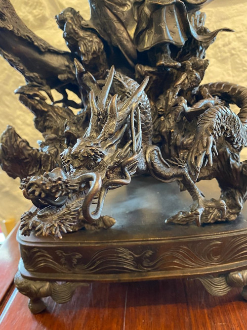 Importante Scultura - Bronzo - Rakan - Periodo Meiji - Giappone - XIX secolo