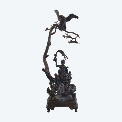 Importante Scultura - Bronzo - Rakan - Periodo Meiji - Giappone - XIX secolo