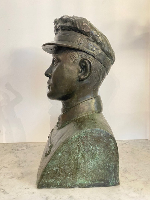 Scultura in Bronzo - Busto Militare - Italia - XX secolo