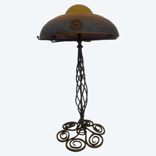 Lampe - Muller - Pâté De Verre/fer Forgé - France - XX ème