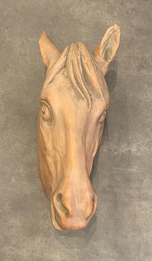 Importante Sculpture - Terre Cuite - Cheval - France - XX ème