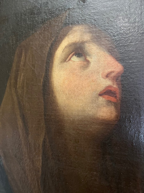Tableau - Huile Sur Toile - Vierge - Italie - XVII Eme