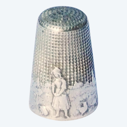 Dé à Coudre En Argent Massif Fable De La Fontaine "la Laitière Et Le Pot Au Lait" début XXe