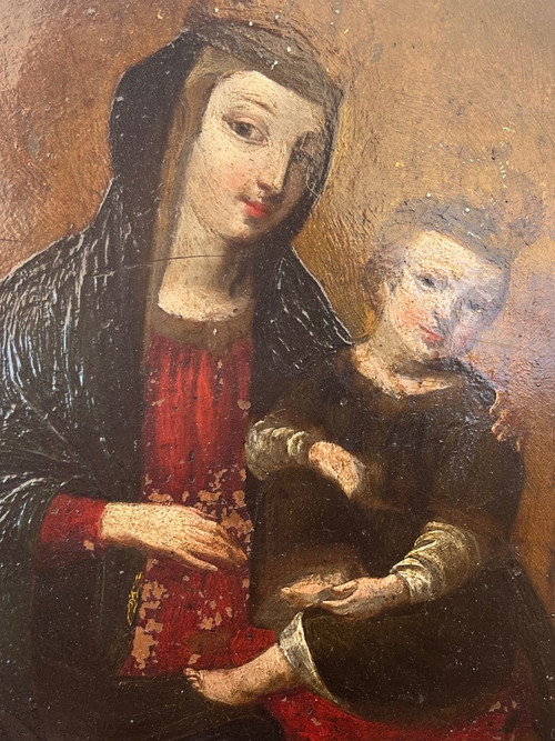 Painting - Oil on copper - Virgin and Child - 18th century