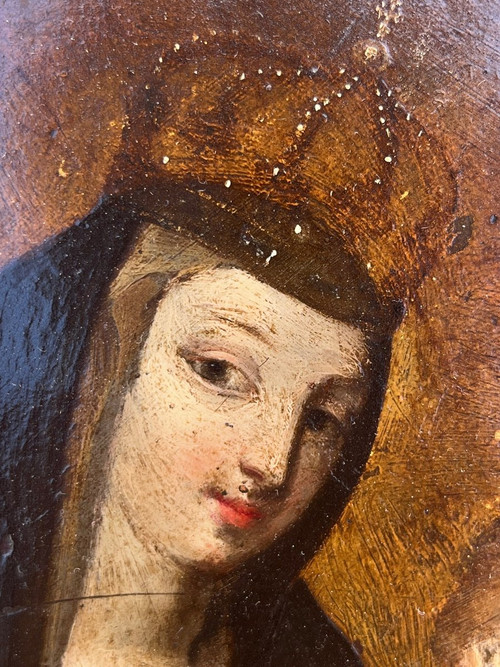 Painting - Oil on copper - Virgin and Child - 18th century